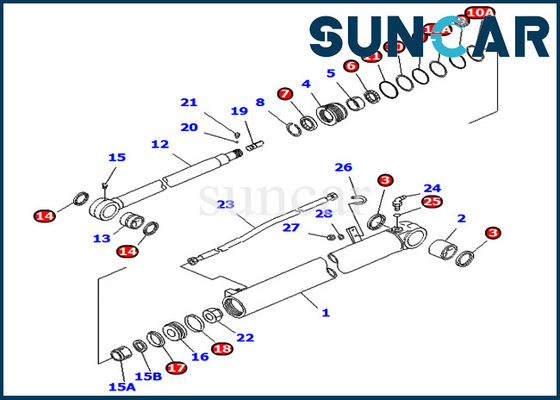 comprare 707-98-35270 7079835270 asta di Kit For PC75UD-3 PC75UU-3 KOMATSU di riparazione della guarnizione del cilindro del braccio mono online manufacture