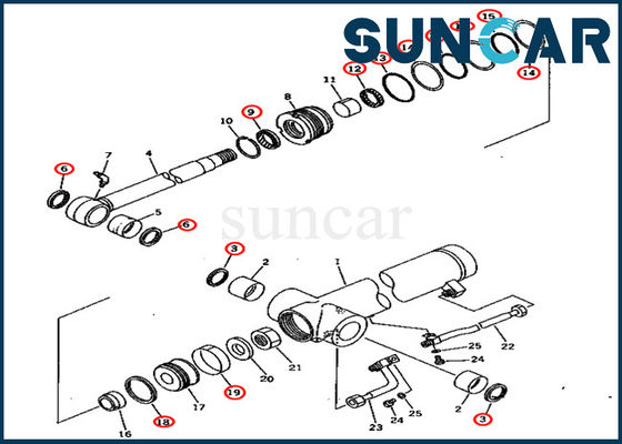 comprare Cilindro 7079836600 del corredo di riparazione della guarnizione del braccio 707-98-36600 che sigilla Kit Fits Komatsu Excavator PC75UU-2 PC75UU-2E online manufacture