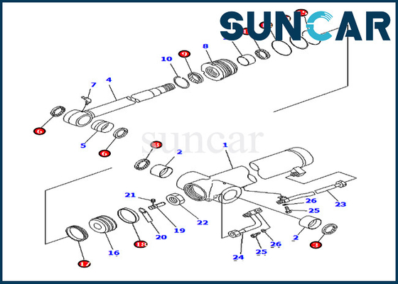 comprare 707-98-36630 7079836630 parti interne dell'attrezzatura di Kit Service Kits For Komatsu della guarnizione del cilindro del braccio PC75UU-3 online manufacture