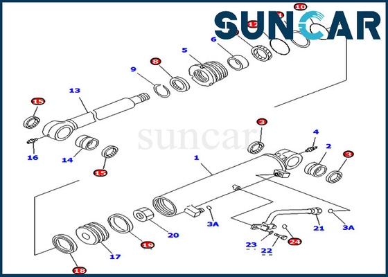 comprare 707-98-34700 7079834700 parti interne di Kit Fits For Komatsu PC78UU-6 PC78UU-8 di servizio del cilindro di contrappeso dell'asta online manufacture