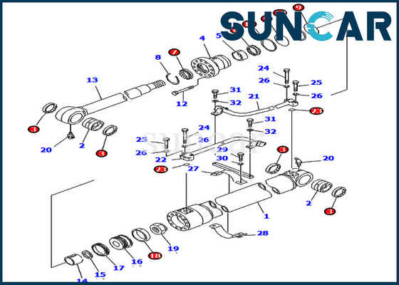 comprare attrezzatura pesante di Kit For PC80-3 PC80LC-3 KOMATSU di servizio del cilindro dell'asta di 20X-63-02010 20X6302010 online manufacture