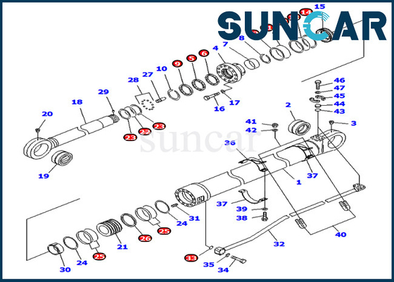 comprare KOMATSU 707-99-76240 7079976240 escavatore di Kit For PC800-8 PC800-8R PC800LC-8 della guarnizione di servizio del cilindro del braccio online manufacture