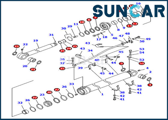comprare Corredo 707-99-76150 di sigillamento del braccio 7079976150 modelli KOMATSU di Kit For PC800-8K PC800LC-8 della guarnizione di riparazione del cilindro online manufacture
