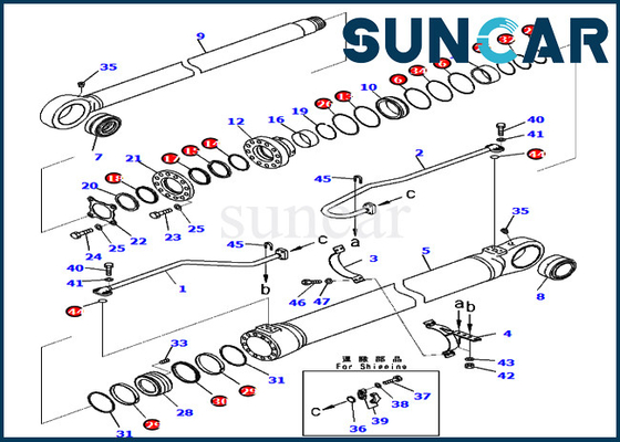 comprare Escavatore 7219800920 Service Kits For PC800SE-8E0 KOMATSU del corredo 721-98-00920 della guarnizione del cilindro dell'asta online manufacture