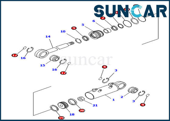 comprare Corredi della sostituzione di KOMATSU del corredo 707-99-34590 della guarnizione del cilindro di inclinazione di lama per il bulldozer di D41P-6K online manufacture