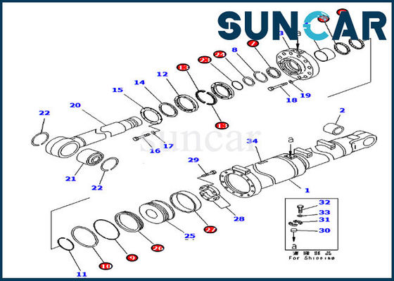 comprare Corredo di servizio dei corredi D475A-5 KOMATSU della guarnizione del cilindro di inclinazione di lama di sigillamento 707-99-84050 del bulldozer online manufacture