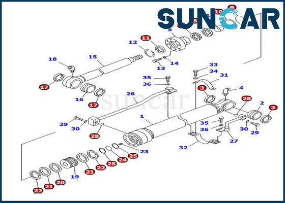 comprare Corredo di lubrificazione lungo di Kit Inner Repair Oil Seal di servizio del cilindro del secchio delle parti 707-98-27620 di KOMATSU PC100-6 online manufacture