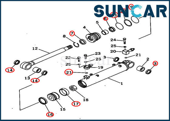 comprare 707-98-40020 misure di guarnizione KOMATSU D65EX-12 dei corredi della guarnizione del bulldozer del corredo di riparazione del cilindro 7079840020 online manufacture