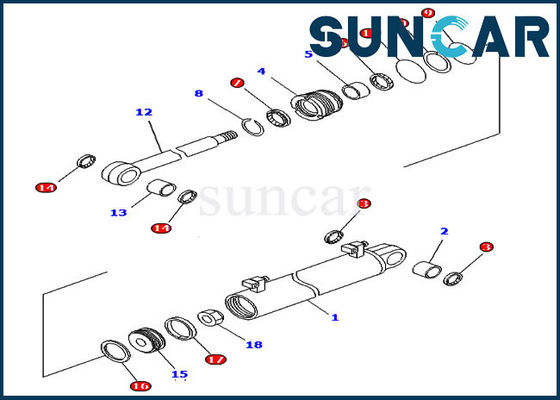 comprare Corredi della sostituzione di KOMATSU del corredo 707-98-34580 della guarnizione del cilindro dell'ascensore per il bulldozer di inclinazione di potere di angolo di potere online manufacture