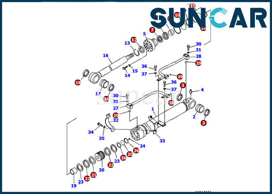 comprare 707-99-37340 corredo interno della guarnizione di sigillamento di riparazione di Kit Komatsu Excavator PC128US-2-A della guarnizione del cilindro dell'asta online manufacture