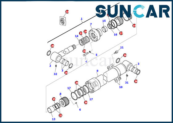 comprare 707-99-43300 parti interne del corredo PC95R-2 di Kit Komatsu Hydraulic Cylinder Seal di servizio del cilindro dell'asta online manufacture