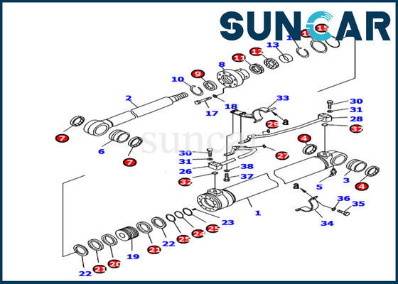 comprare 707-99-37180 modello interno di Service Kit Boom Cylinder Seal Kit PC130-8 dell'escavatore della parte di KOMATSU online manufacture