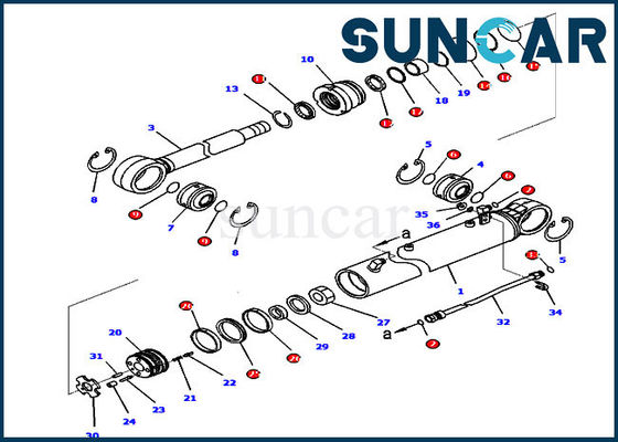 comprare Corredo di riparazione del cilindro di KOMATSU del bulldozer del corredo 707-99-36680 di sigillamento del cilindro di angolo D65WX-16 online manufacture