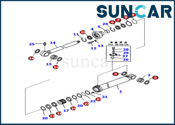 comprare 707-99-53310 corredo di servizio di Kit Komatsu Work Equipment Excavator PC130-8 della guarnizione del cilindro dell'asta online manufacture