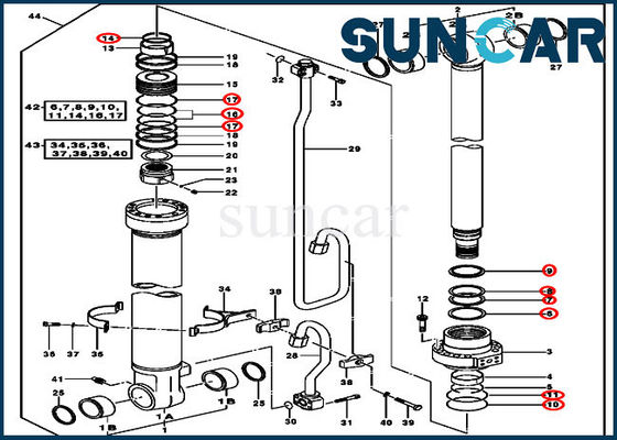 comprare Cilindro idraulico Kit Excavator Seal Kit Fits John Deere 2154D 225CLC dell'asta AH225136 online manufacture