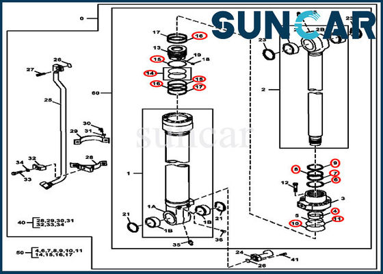 comprare Escavatore Hydraulic Service Kit del corredo 2154D 225DLC della guarnizione di riparazione del secchio di John Deere AH225137 online manufacture