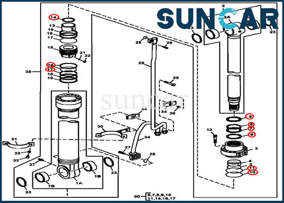 comprare FYA00006590 escavatore Left Boom Sealing Kit Fits 240DLC 250GLC John Deere Cylinder Components online manufacture