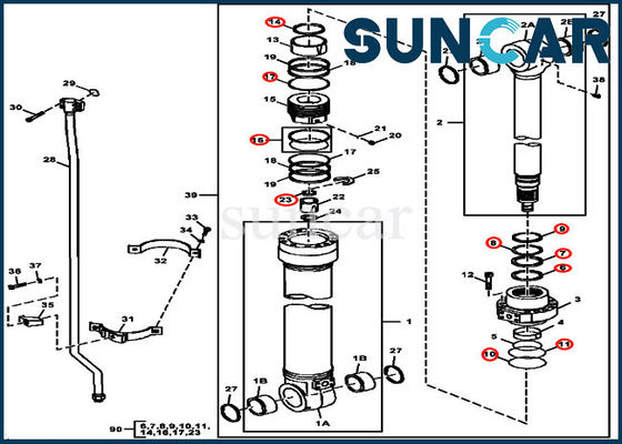 comprare Escavatore Moldes di Kit For 240DLC 250GLC di riparazione di FYA00006591 John Deere Hydraulic Cylinder Seal online manufacture
