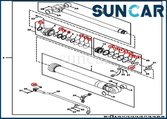 comprare Parti della mpe delle componenti del cilindro di DEERE del corredo 300GLC di sigillamento del cilindro del secchio FYA00006595 online manufacture