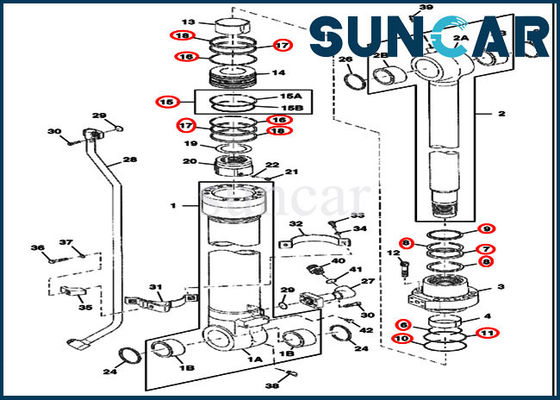 comprare Parti di ricambio del cilindro del corredo di riparazione della guarnizione del secchio FYA00001401 370C 450CLC Deere online manufacture