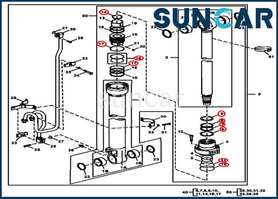 comprare 4662891 escavatore di Kit For 160DLC 180GLC 160GLC della guarnizione di John Deer Boom Hydraulic Cylinder online manufacture