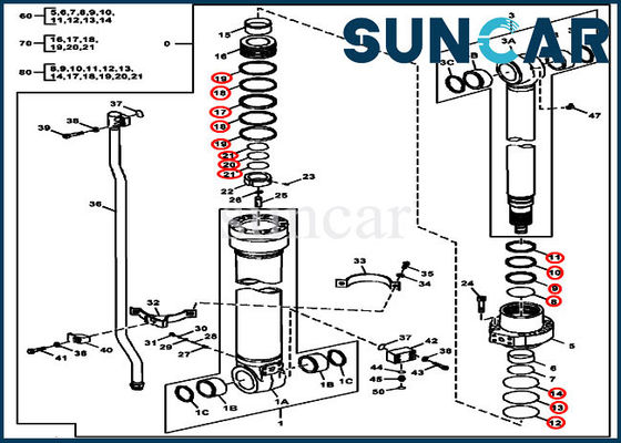 comprare Componenti idrauliche del cilindro del corredo 180GLC 190GW di sigillamento del braccio del corredo FYA00012906 della guarnizione di DEERE online manufacture