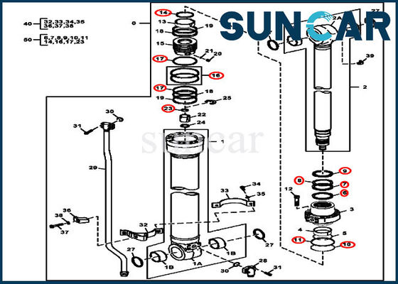 comprare guarnizione Kit Excavator Repair Kit For 120D 135D 130G John Deere Cylinder 9288686G del braccio 4S00847 online manufacture