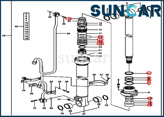 comprare Cilindro idraulico dell'asta della guarnizione AH173457 dell'attrezzatura che sigilla Kit For 200CLC 200LC John Deere online manufacture