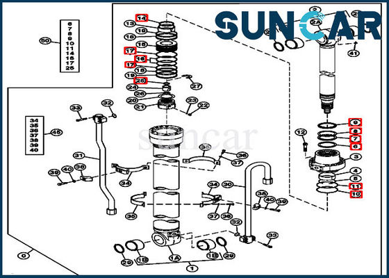 comprare 4448399 escavatore resistente all'uso Cylinder Service Kit di Kit John Deere 210 della guarnizione del cilindro del braccio online manufacture