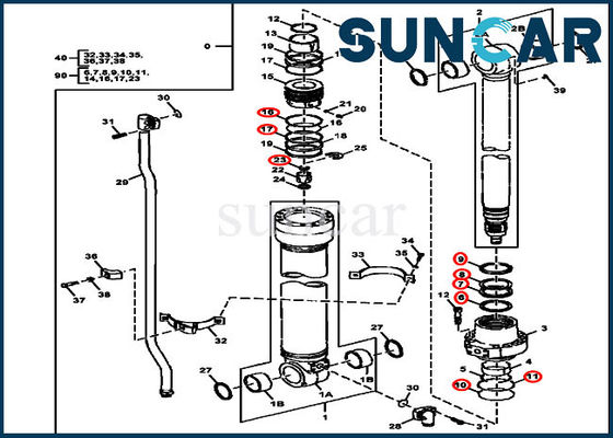 comprare I corredi del cilindro di Arm Sealing Kit 245GLC 230GW Deere dell'escavatore di resistenza all'usura FYA00001400 online manufacture