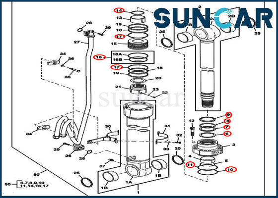 comprare 370C JOHN DEERE 4686321 corredo della sostituzione del CYL del corredo di servizio di riparazione della guarnizione del cilindro dell'asta online manufacture