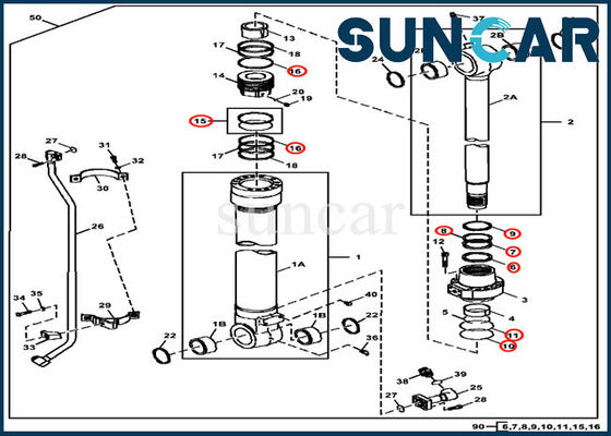 comprare Corredo di riparazione della guarnizione del cilindro del secchio FYA00001398 ISO9001 3754D 350DLC John Deere Service Kit online manufacture