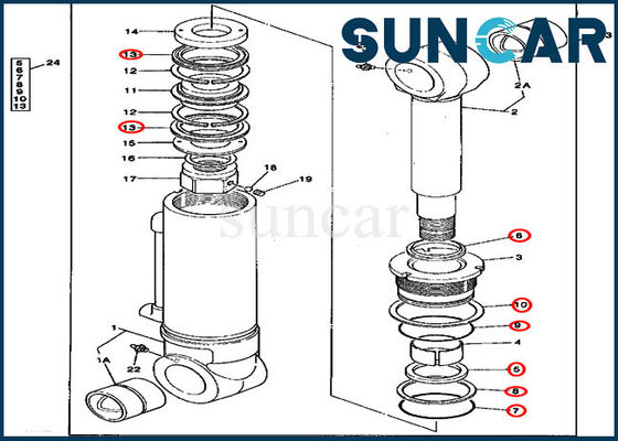 comprare Guarnizione Kit Excavator Hydraulic Service Kits del cilindro di lama 4240084 per 595D John Deere online manufacture