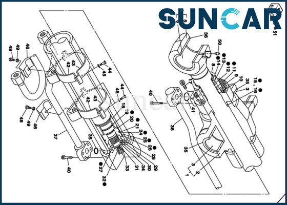 comprare Corredo di riparazione della guarnizione del cilindro dell'asta dell'escavatore a cucchiaia rovescia del corredo CX135SR di servizio del cilindro idraulico di CASO LZ00455 online manufacture