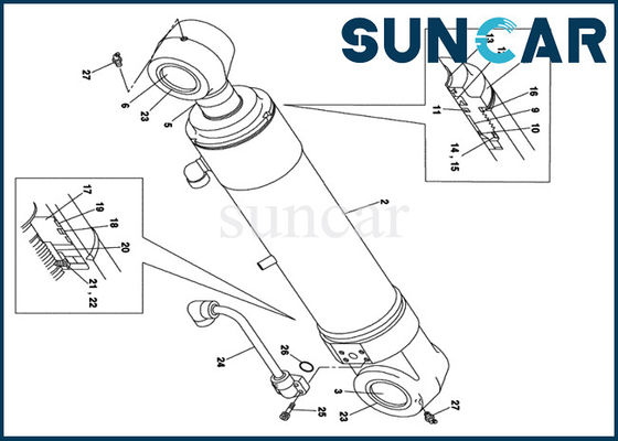 comprare La guarnizione Kit Fits del cilindro dell'asta LZ00456 RIVESTE il corredo di riparazione interno del assy del cilindro dell'escavatore del cingolo di CX135SR online manufacture