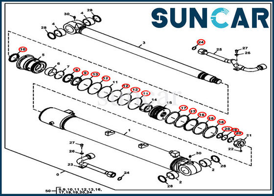 comprare I corredi della guarnizione di FYD00006229 Deere rombano servizio sostitutivo Kit For Excavator 75G del cilindro online manufacture