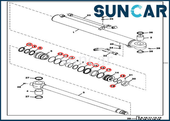 comprare corredi della guarnizione del cilindro idraulico dei corredi di riparazione del secchio dell'escavatore FYD00000078 Deere di 75D 75G online manufacture