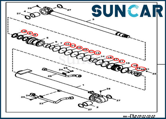 comprare Asta idraulica del corredo FYD00000071 della guarnizione del cilindro che sigilla Kit Fits 50D 50G John Deere online manufacture