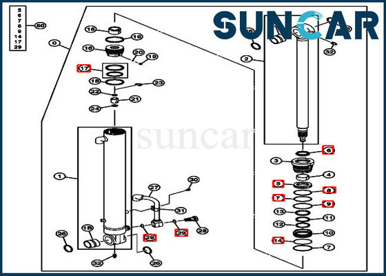 comprare Guarnizioni idrauliche 4634036 modelli di Kit For Excavator 50D JOHN DEERE della guarnizione di riparazione del cilindro del braccio online manufacture