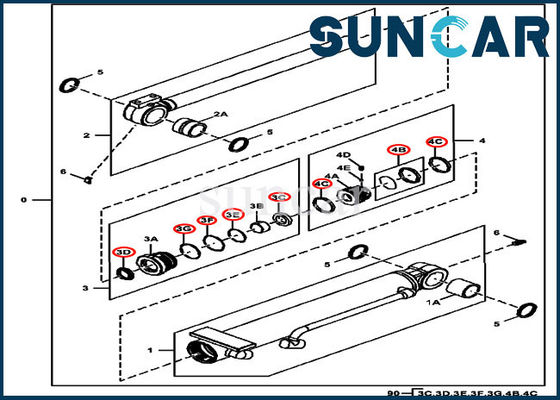 comprare 4614058 escavatore JOHN DEERE di Kit For 35D 50G della guarnizione del cilindro idraulico dell'angolo di passo online manufacture