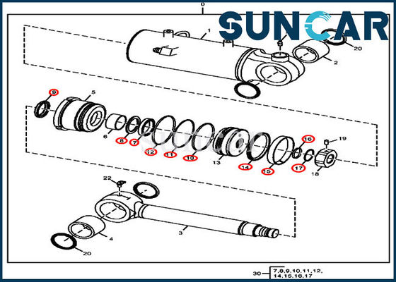 comprare Corredi di servizio del cilindro idraulico di Kit John Deere 50D 50G della guarnizione dell'ascensore della lama FYD00000075 online manufacture