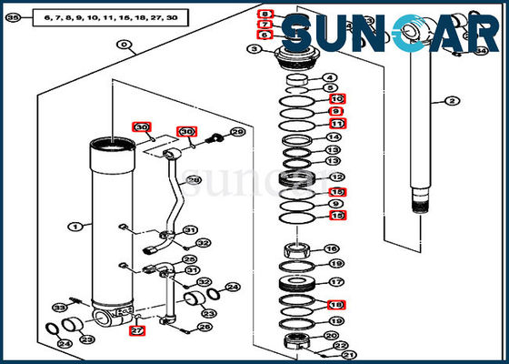 comprare Riparazione Kit Cylinder Service Kit Fits 75C 80C John Deere Components della guarnizione di 4464984 aste online manufacture