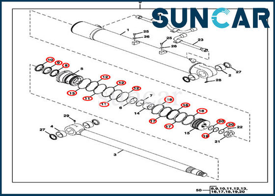 comprare Corredo di riparazione idraulico della guarnizione del cilindro del corredo 85D JOHN DEERE della guarnizione dell'asta di ISO9001 FYD00000076 online manufacture