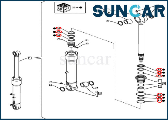 comprare CASSA dell'escavatore del cingolo dello SR CX80C di Kit Cylinder Replacement Kit Fits CX75C della guarnizione del secchio LZ00473 online manufacture