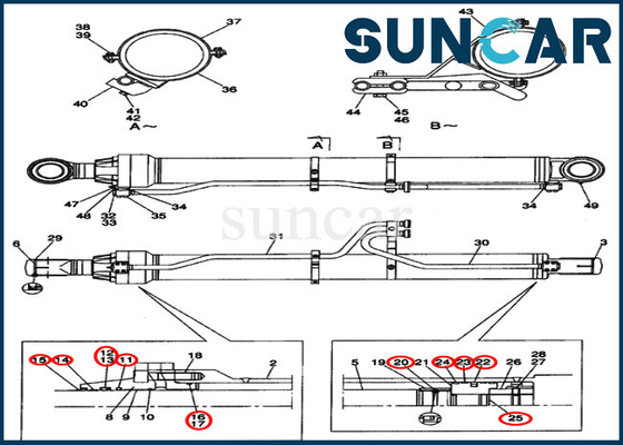 comprare Guarnizione del macchinario di caso CX800 di Kit Hydraulic Rebuild Kit Fits della guarnizione del cilindro dell'asta LZ00312 online manufacture
