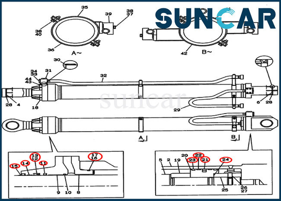 comprare Corredo di Kit Crawler Excavator Cylinder Sealing della guarnizione di riparazione del braccio delle parti CX800 LZ00439 di caso online manufacture