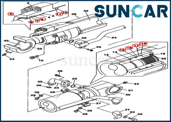 comprare Secchio LZ008210 che sigilla il corredo di riparazione della guarnizione del cilindro idraulico di CASO di Kit Fits CX160C CX160B online manufacture