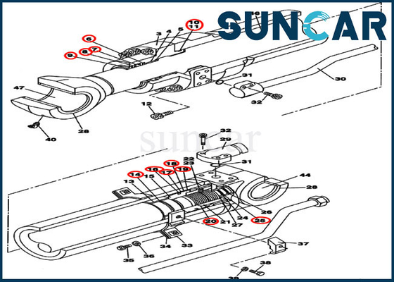 comprare Caso di Kit Hydraulic Cylinder Seals Fits CX250C CX240B della guarnizione di riparazione di Dipper del braccio LZ008050 online manufacture