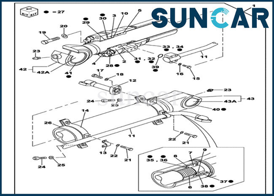comprare Corredi idraulici della sostituzione del cilindro del secchio dell'OEM del corredo LZ007310 della guarnizione di CASO di CX350C CX330 online manufacture
