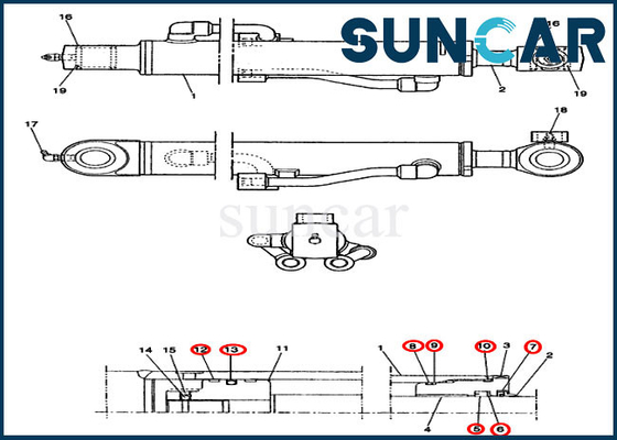 comprare Macchinario di caso di Kit For Excavator CX14 della guarnizione di riparazione del cilindro del secchio PE01V00003R100 online manufacture